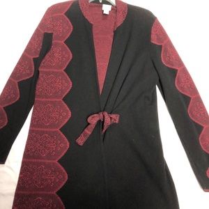 Chicos Size 3, maroon and Black sweater